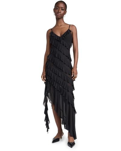 AFRM Vienna Ruffle Maxi Dress With Built In Bodysuit - Black