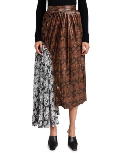 ROKH Zip Detailed Asymmetric Pleated Skirt - Multicolor