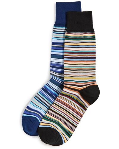 Paul Smith Signature Stripes 2 Pack Socks - Blue