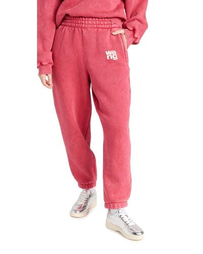 Alexander Wang Eential Terry Claic Weatpant With Puff Paint Logo Oft Cherry - Red