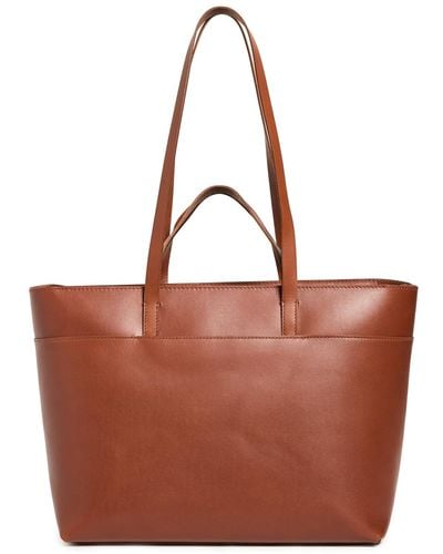 Madewell The Zip-top Essential Tote In Leather - Brown