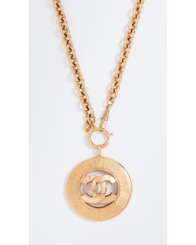 What Goes Around Comes Around Chanel Cc Sunburst Necklace - Metallic