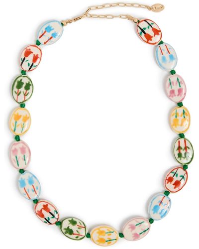 Clare V. Porcelain Flower Strand Necklace - Multicolor