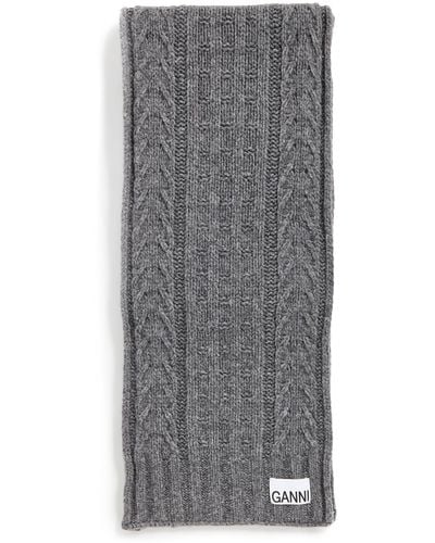 Ganni Cable Scarf - Gray