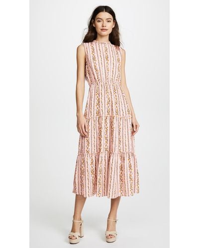 Moon River Tiered Floral Dress - Pink