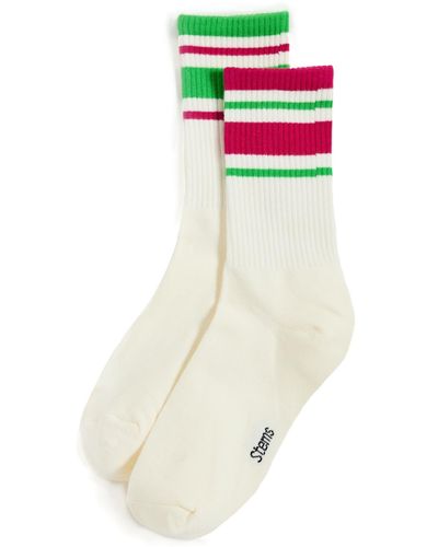 Stems Mix Matched Striped Socks - White