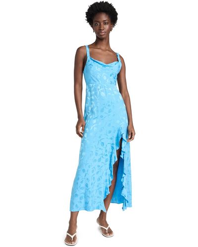 Kitri Carissa Jacquard Maxi Dress - Blue