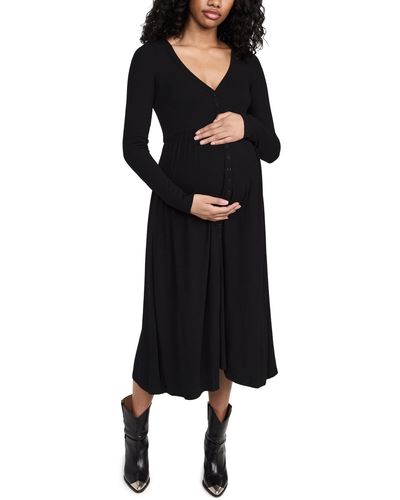 HATCH The Softest Rib Nursing Dress - Black