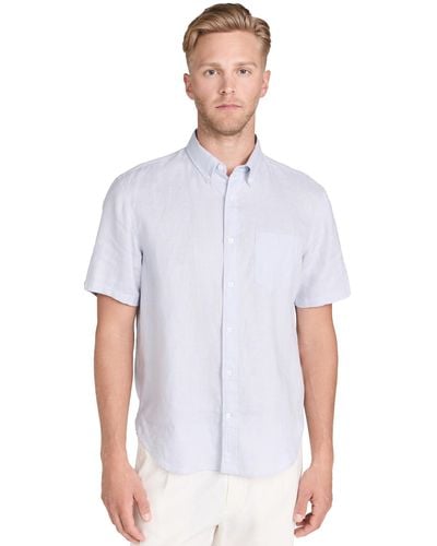 Club Monaco Short Sleeve Slim Linen Shirt - White