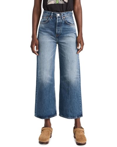 RE/DONE High Rise Wide Leg Crop Jeans - Blue