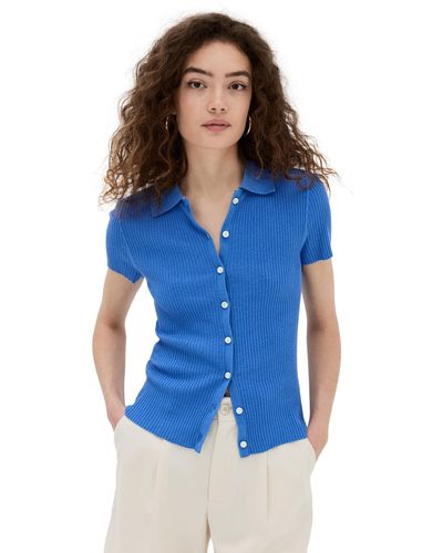 Alex Mill Suzanne Short Sleeve Polo - Blue