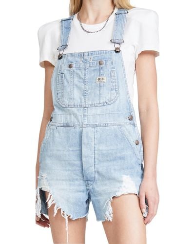 R13 Overall Shorts - Blue