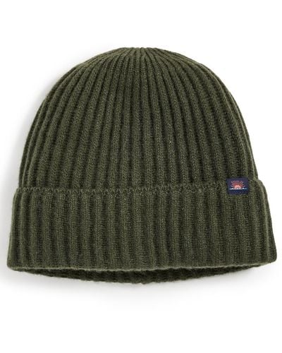 Faherty Cashmere Ribbed Beanie - Green