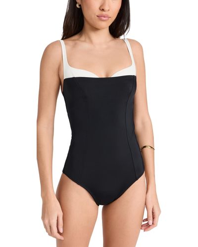 Reformation Tossa One Piece Swimsuit Back/white - Black