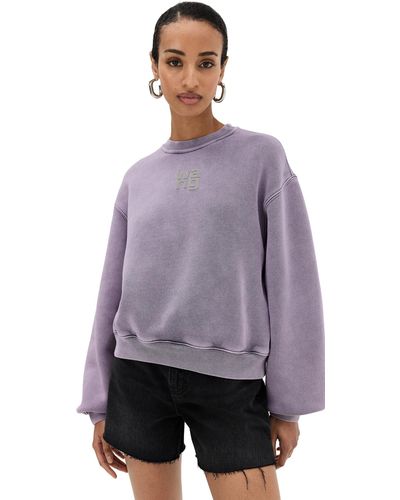 Alexander Wang Essential Terry Crew Sweatshirt With Puff Paint Logo - Purple