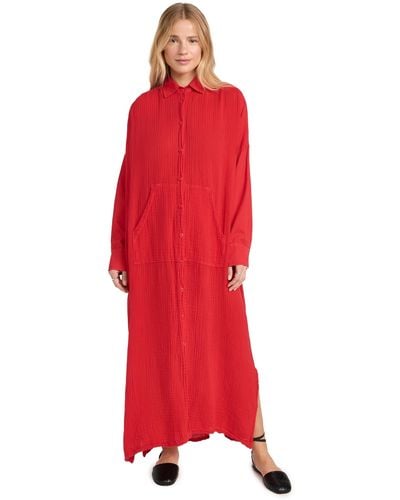 Raquel Allegra Caftan Shirt Dress - Red