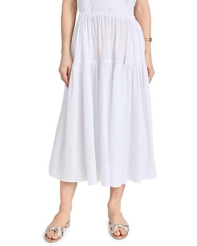 Enza Costa Cool Cotton Tiered Skirt - White