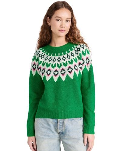 Sundry Fairisle Crew Sweater - Green