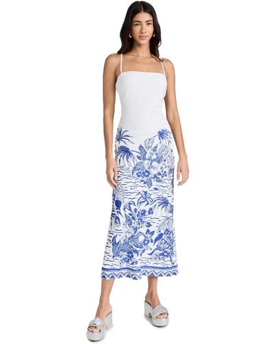 Seven Wonders Vaencia Midi Dress Bue/white - Blue
