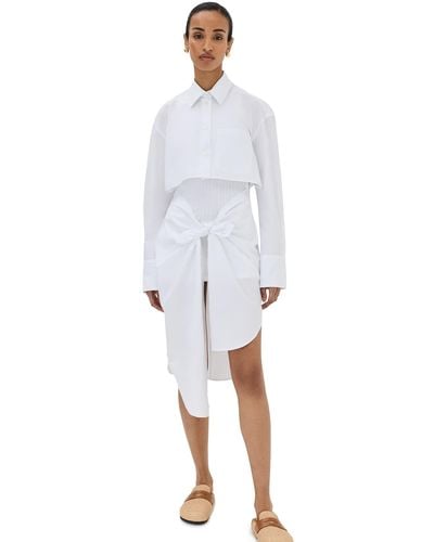 JW Anderson Knot Front Hybrid Shirt Dress - White