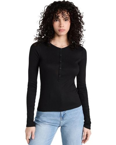 Rag & Bone The Rib Knit Heney Top Back - Black