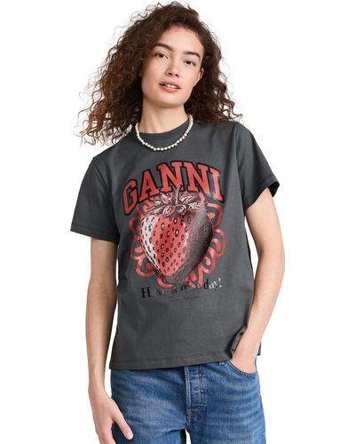 Ganni Basic Jersey Strawberry Relaxed T-shirt - Multicolor