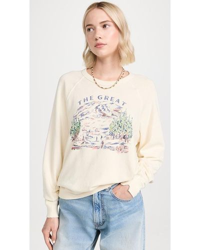 The Great The College Sweatshirt With Woodsy Trail Graphic - White
