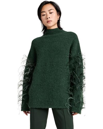 LAPOINTE Brushed Alpaca Silk Relaxed Turtleneck Sweater - Green