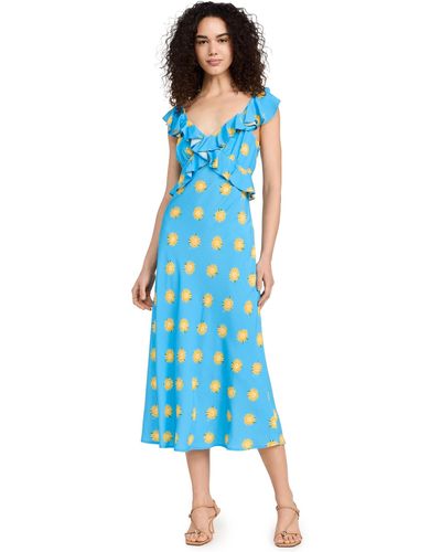 Kitri Rosemary Print Midi Dress - Blue