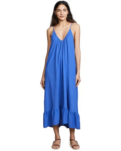 9seed Paloma Ruffle Maxi Dress - Blue