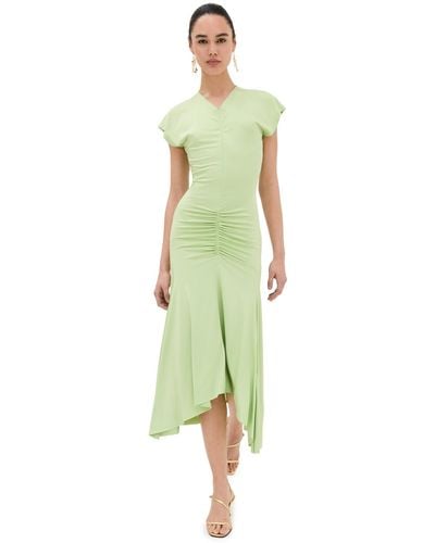 Victoria Beckham Sleeveless Ruched Jersey Dress - Green