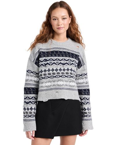 Juun.J Multi Patterned Short Length Knitted Pullover - Black