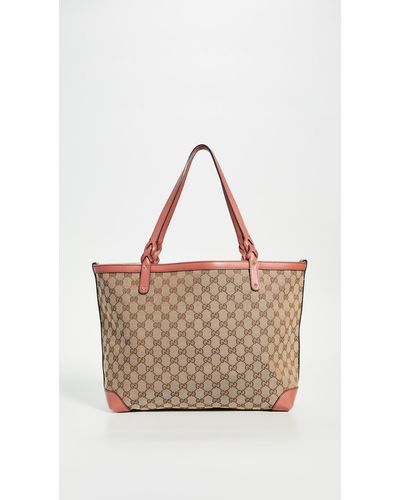 What Goes Around Comes Around Gucci Pink Canvas Craft Tote Bag