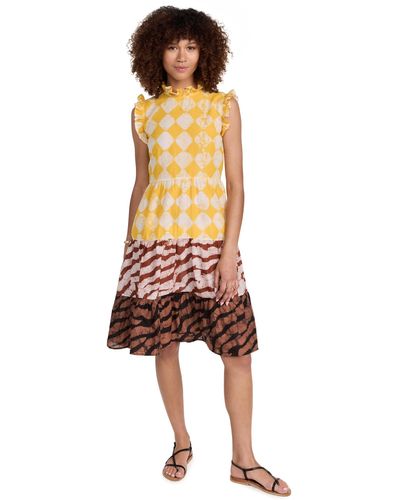 Studio 189 Cotton Voile Ruffle Sleeveless Dress - Multicolour