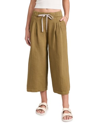 Sundry Undry Wide Eg Cropped Pant Oive - Natural