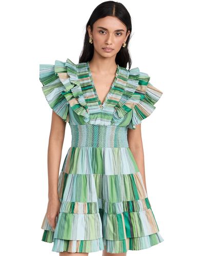 Chufy Poppy Pleated Ini Dress Pal Dye Stripes Green