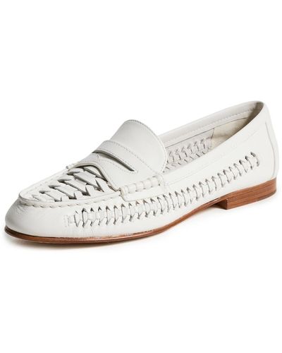 Veronica Beard Penny Woven Loafers - White