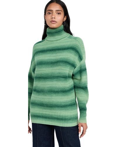 Autumn Cashmere Autun Cahere Relaxed Pace Dye Haker Turtleneck Greenery Cobo