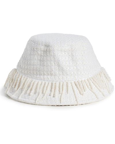 Lele Sadoughi Drippy Pearl Bucket Hat - White