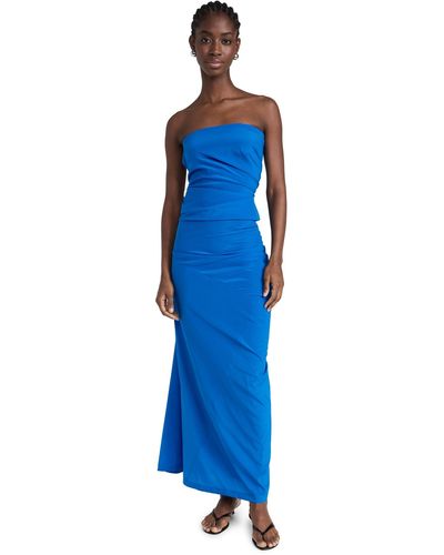 Proenza Schouler Odette Strapless Dress In Silk Viscose - Blue