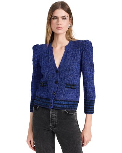 L'Agence Jenni Waffle Stitch Cardigan - Blue