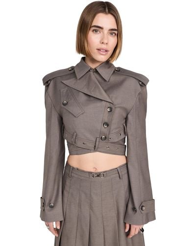 ROKH Cross Belt Detail Cropped Jacket - Gray