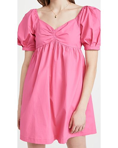 English Factory Puff Sleeve Babydoll Dress - Pink