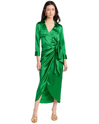 L'Agence Kadi Long Wrap Dress - Green