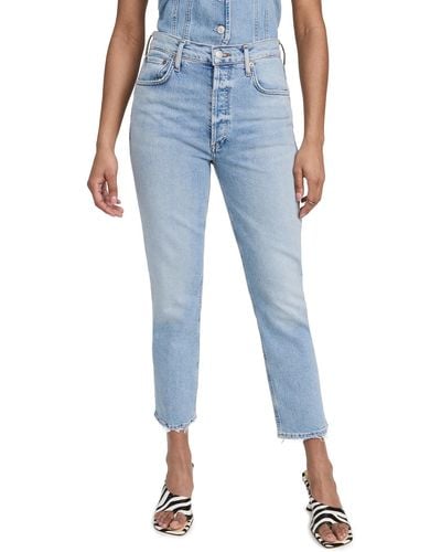 Agolde Riley High Rise Straight Crop Jeans - Blue