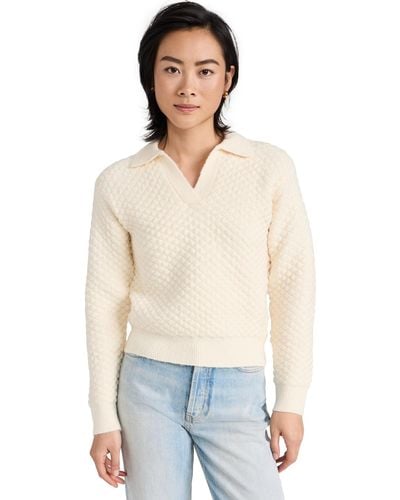 English Factory Textured V Neck Sweater - White
