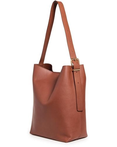 Madewell The Essential Bucket Tote In Leather - Red
