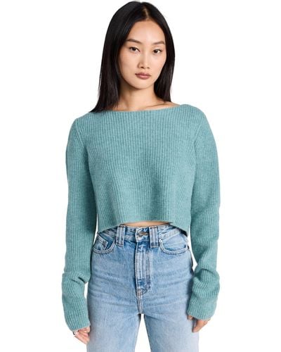 LeKasha Cannes Cashmere Cropped Sweater - Blue