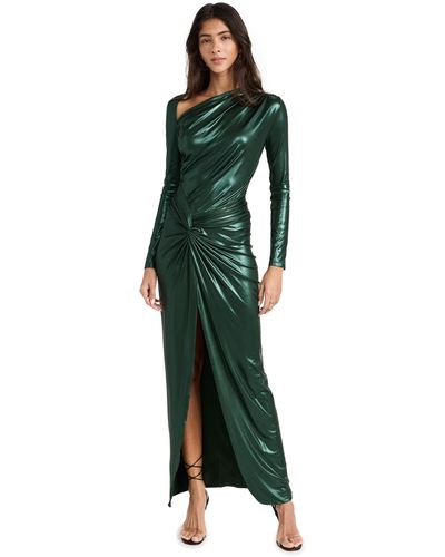 LAPOINTE Coated Jersey Asymmetric Draped Sarong Dress - Green