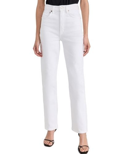 Agolde High Rise Stovepipe Jeans - White